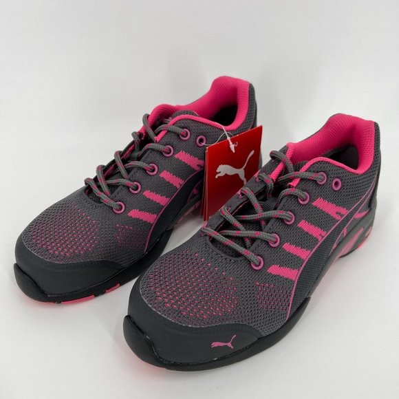 Puma Shoes - Puma Womens Safety Shoes Celerity Knit Low Steel Toe Work Sneakers 8 Gray/Pink